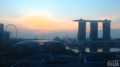 View of Singapore's Marina Bay at sunrise