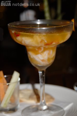 Prawn ceviche in a margarita glass
