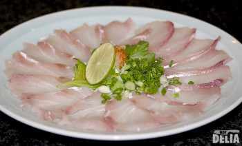 Very delicate thin slices of fish from Fuji